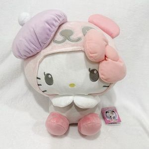 Hello Kitty - Panda Flower & Ribbon Big Pink Plushy